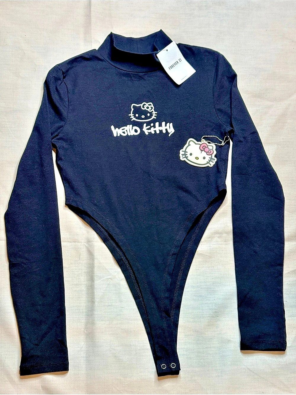 Forever 21 Hello Kitty and Friends Mock Neck Bodysuit Black & White Small NWT